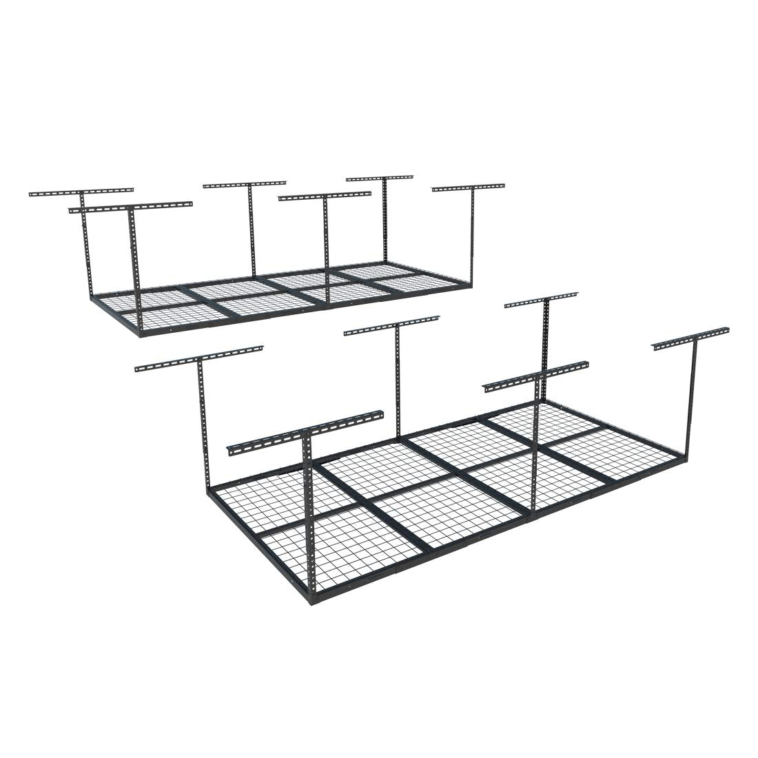 FLEXIMOUNTS 4x8 Overhead Garage Storage Rack, Adjustable Garage Storage Organization Systerm, Heavy Duty Metal Garage Ceiling Storage Racks, 600lbs Weight Capacity, Black