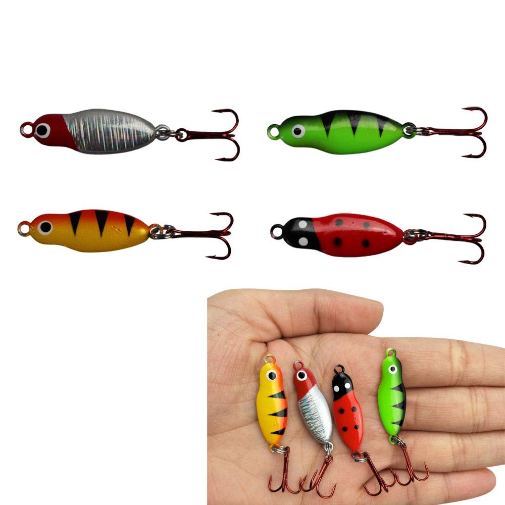 Ice Fishing Jigs with Treble Hooks Lead Jig Hooks Winter Metal Lures
