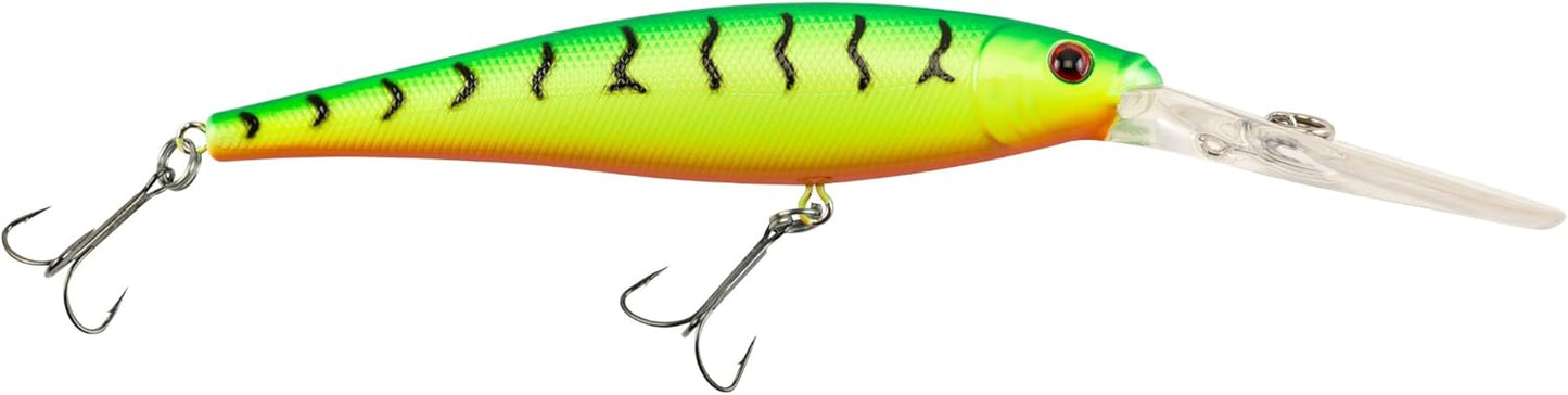 Berkley Flicker Minnow Fishing Lure, Firetiger, 1/2 oz, 4 1/2in | 11cm Crankbaits, Realistic Minnow Profile, Sharp Dive Curve Gets to Fish Quickly, Equipped with Fusion19 Hook