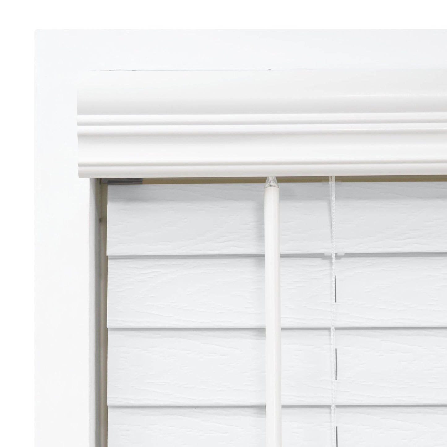 DEZ FURNISHINGS Cordless 2" Signature Faux Wood Blind, 46" W x 48" H, Embossed White