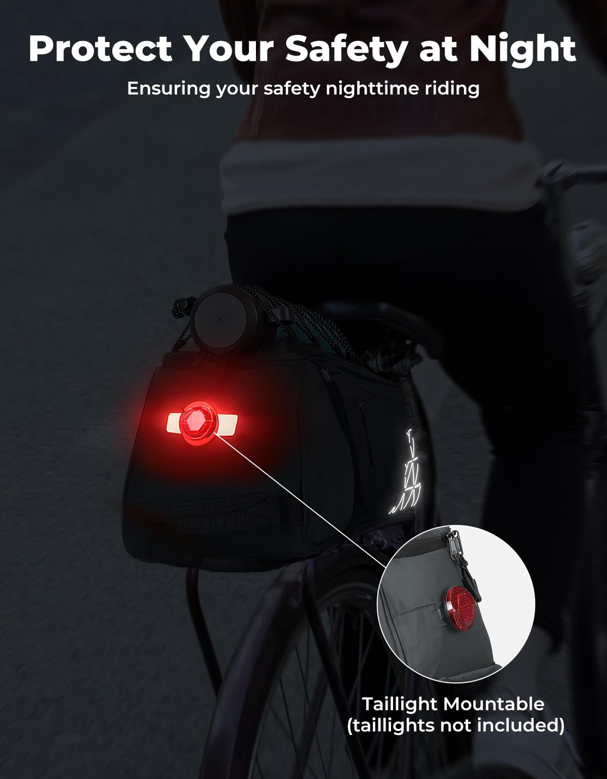 KEMIMOTO Rear Bike Rack Bag - 8L PVC Water Resistant Ebike Bags for Bicycle Rear Rack, Bicycle Trunk Pannier for Commuter Travel Shopping and Cycling (Black)