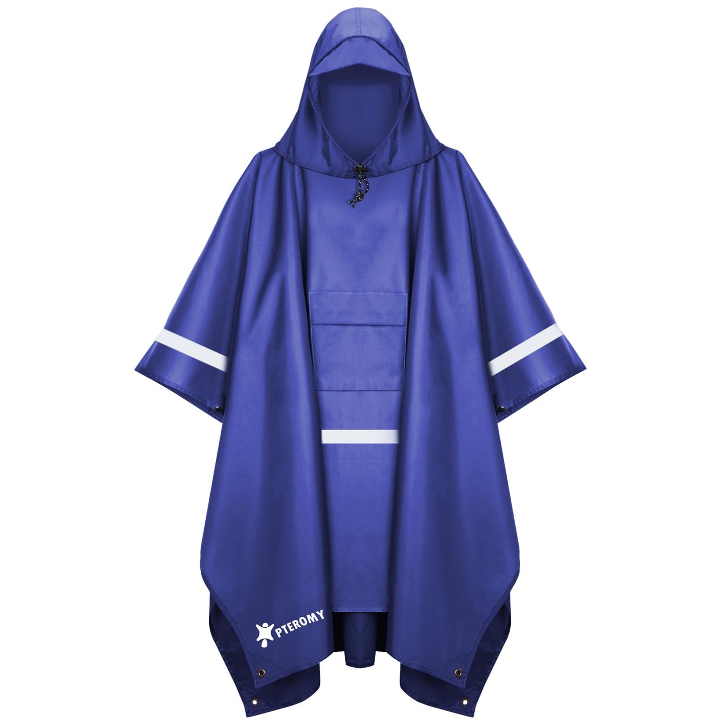 PTEROMY Hooded Rain Poncho for Adult with Pocket, Waterproof Lightweight Unisex Raincoat for Hiking Camping Emergency