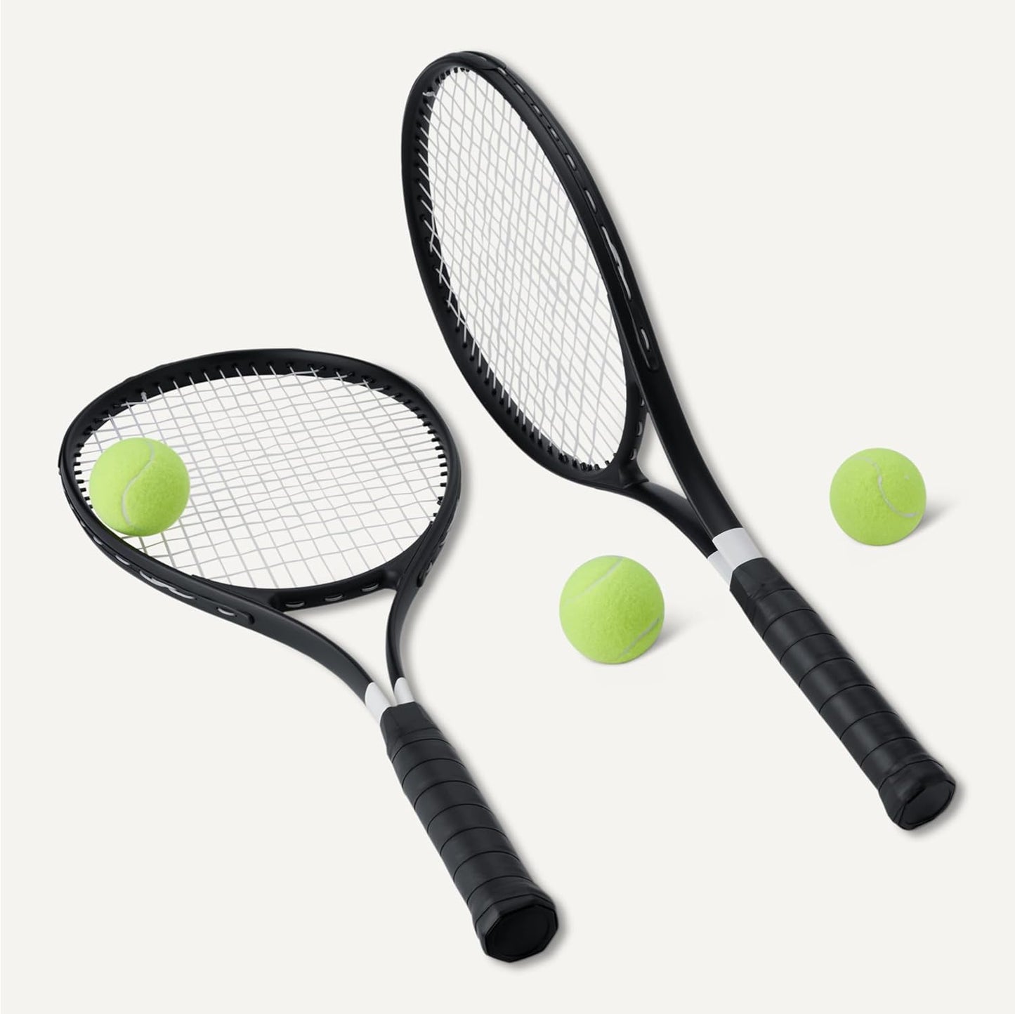 Amazon Basics Lightweight Durable Tennis Racket Set with Comfortable Grip, 27-inch Adult, Set of 2 with 3 Balls and 2 Overgrips