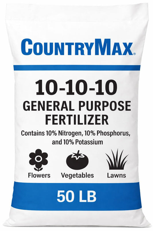 10-10-10 General All Purpose Fertilizer for Flowers and Vegetable Beds - Raised Garden Beds - Safe for Fruits, Lawns, Grass - Promotes Soil Heath and Growth - 50 Pound Bag