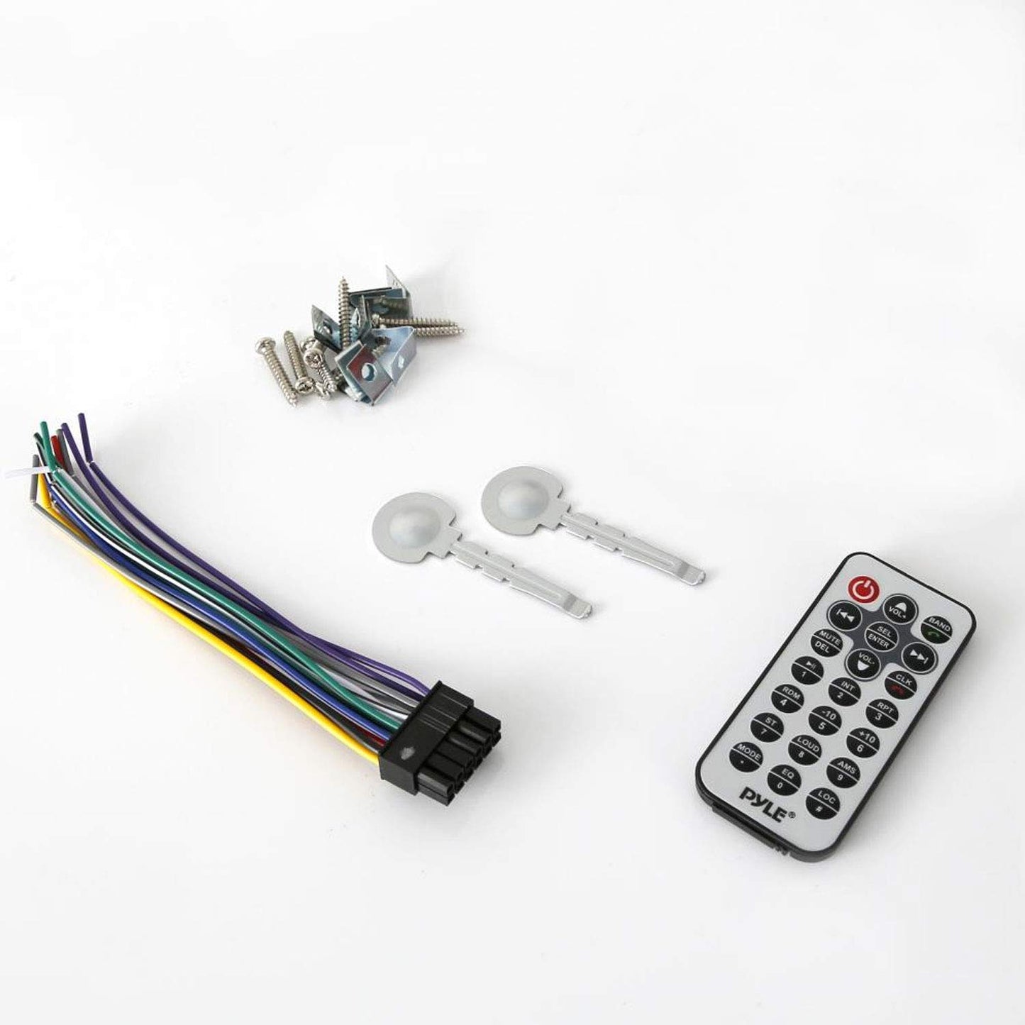 Pyle Bluetooth Marine Receiver Stereo - 12v Single DIN Style Boat In dash Radio Receiver System with Digital LCD, RCA, MP3, USB, SD, AM FM Radio - Remote Control, Wiring Harness - PLRMR23BTW (White)