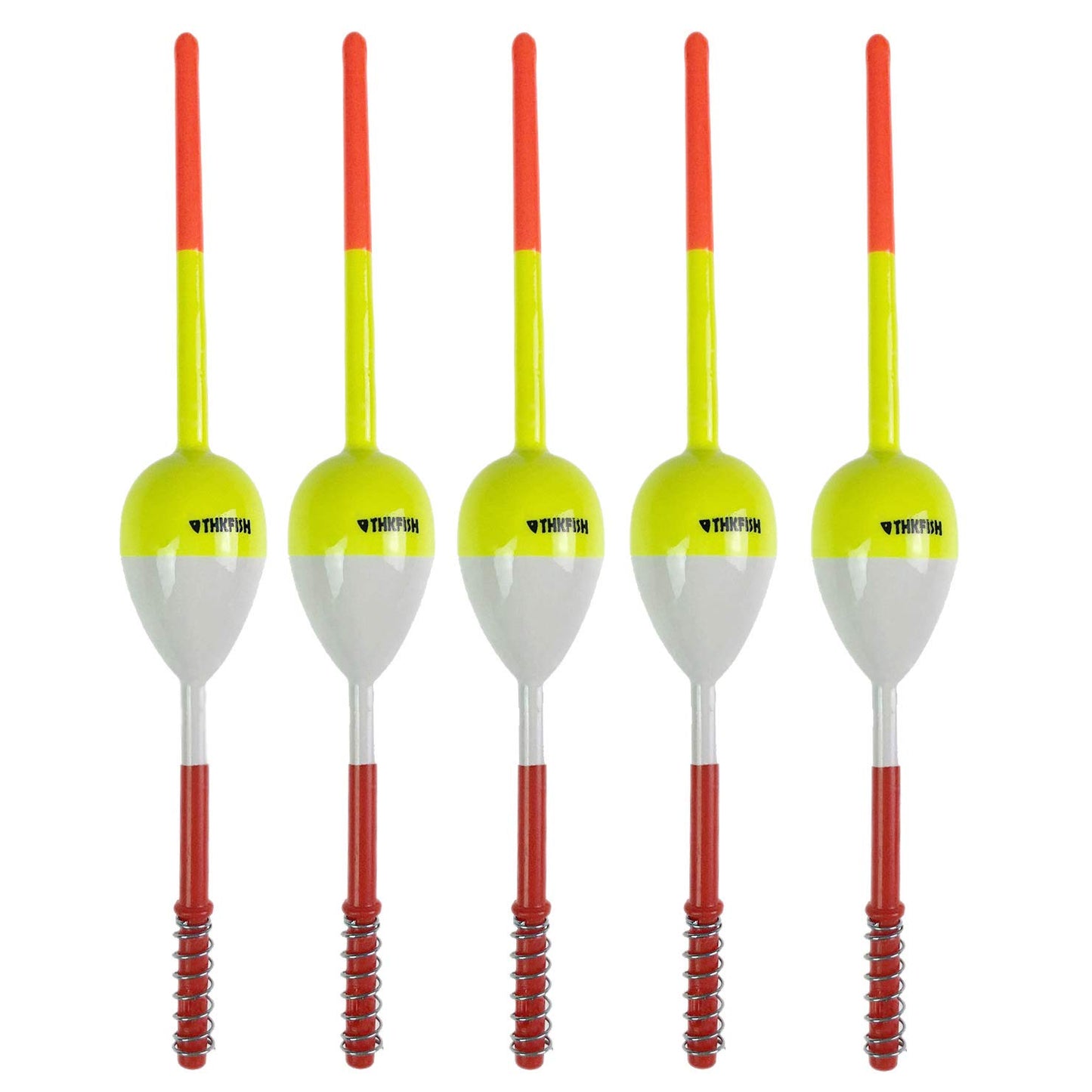 THKFISH Fishing Floats and Bobbers Balsa Wood Floats Spring Bobbers with Oval Slip Bobbers for Crappie Panfish Walleyes Fixed Bobber (1"X0.7"X6") (1.25"X0.75"X6") (2"X1.14"X5.86") 5pcs