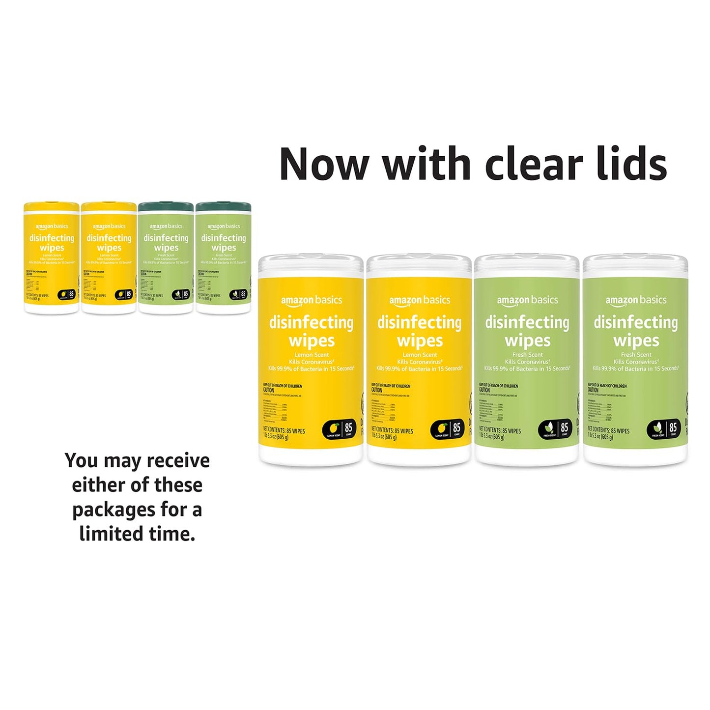Amazon Basics Disinfecting Wipes, Lemon & Fresh Scent, Thick, Sanitizes/Cleans/Disinfects/Deodorizes, 340 Count (4 Packs of 85)