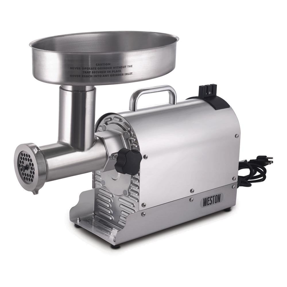 Weston Pro Series Electric Meat Grinder, Commercial Grade, 1120 Watts, 1.5 HP, 14lbs. Per Minute, Stainless Steel (10-2201-W)