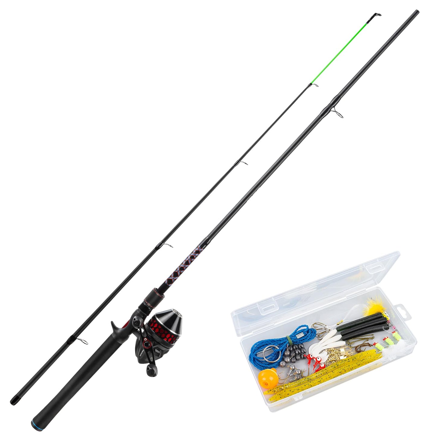 KastKing Brutus Spinning & SpinCast Combo, Fishing Rod and Reel Combo, Custom Tackle Kit, Pre-Spooled Line, Brute Tuff Blank, Stainless Steel Guide, EVA Handles, Custom Graphite Reel Seat