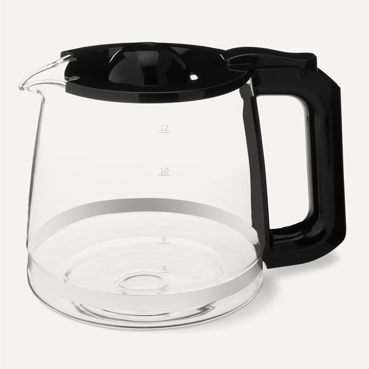 Amazon Basics 12-Cup Glass Replacement Carafe for Coffee Maker, Comfort-Grip Handle, Dripless Spout, Black