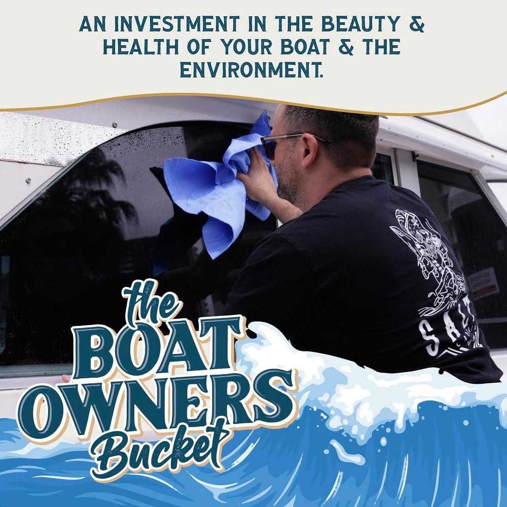 Salty Captain Boat Wash Kit – All-in-One Boat Cleaning Starter Box with Premium Marine-Grade Products & Bucket – Includes Boat Wash N Wax, Hose Foam Cannon & Engine Flush – Eco-Friendly & Easy to Use