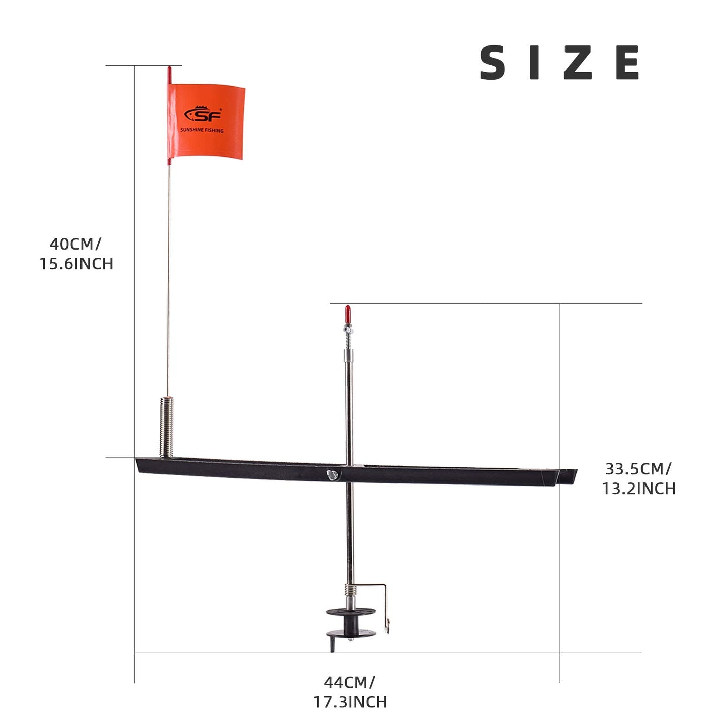 SF Black/Orange Ice Fishing Tip-Up Foldable with Orange Pole Flags Ice Fishing Strike Indicators Accessories