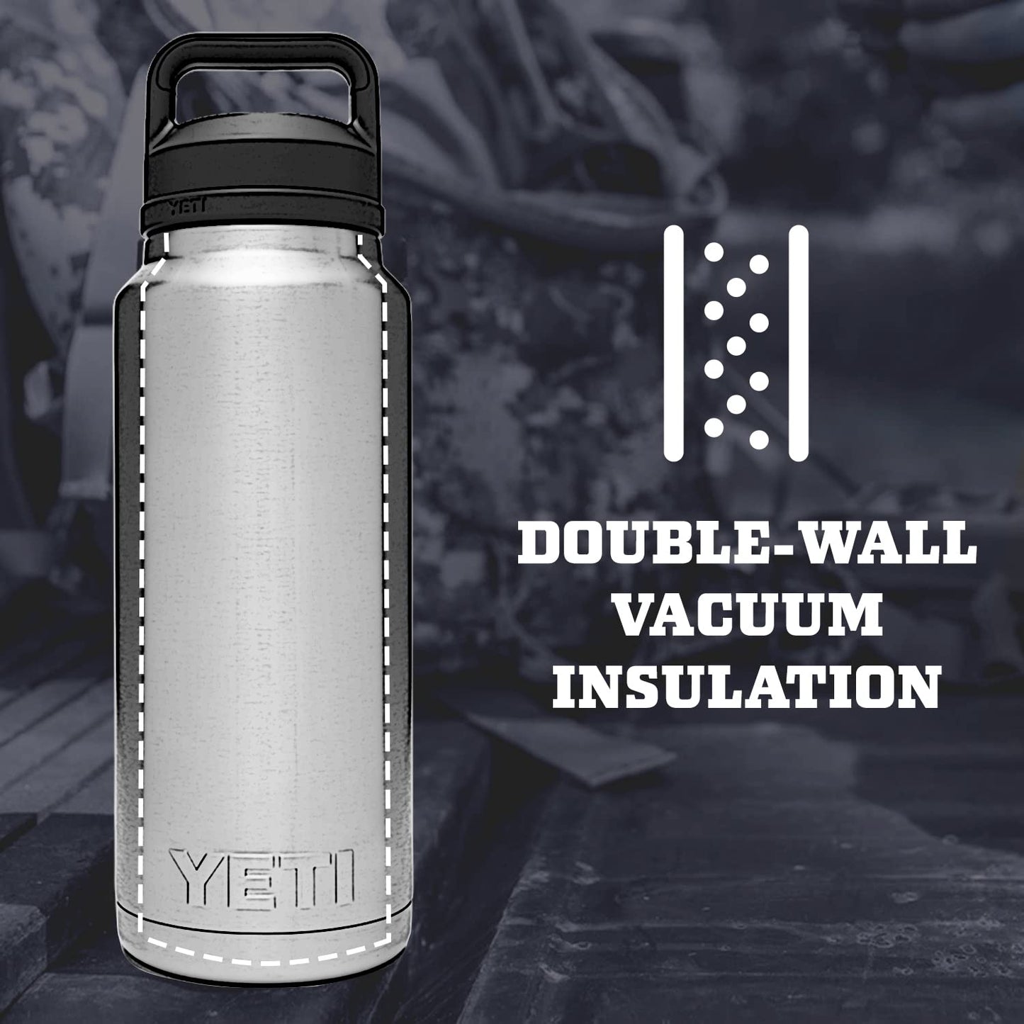 YETI Rambler 36 oz Bottle, Vacuum Insulated, Leakproof, Stainless Steel with Chug Cap