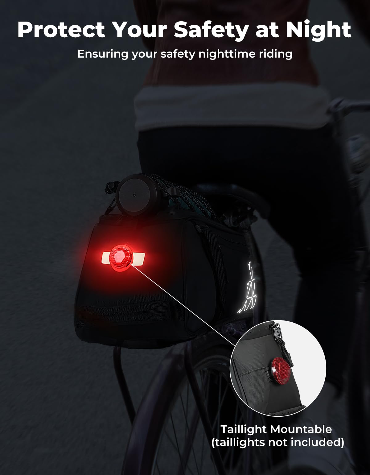 KEMIMOTO Rear Bike Rack Bag - 8L PVC Water Resistant Ebike Bags for Bicycle Rear Rack, Bicycle Trunk Pannier for Commuter Travel Shopping and Cycling (Black)