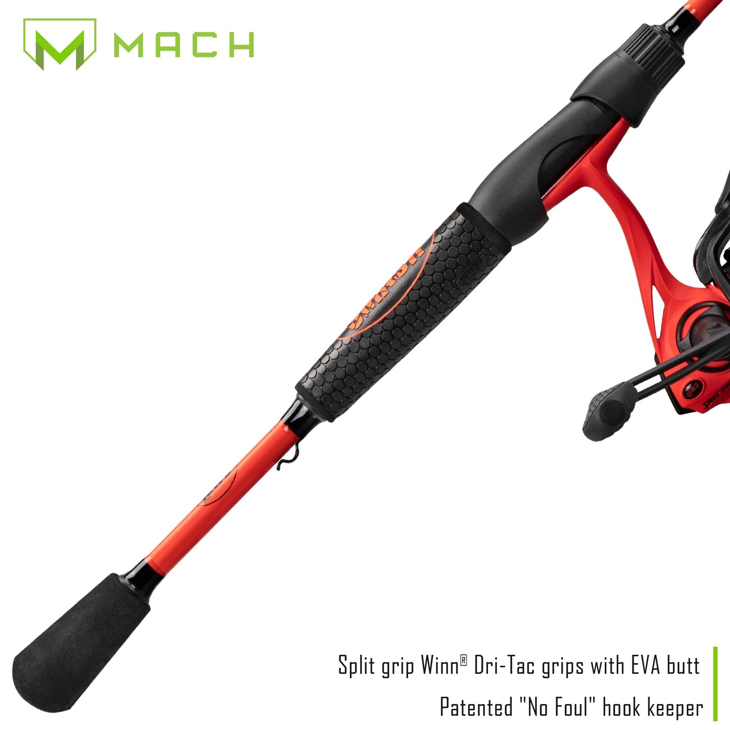 Lew's MACH Smash Spinning Reel and Fishing Rod Combo, Premium IM6 Graphite Blank Fishing Rod, Right or Left-Hand Retrieve, Split-Grip Winn Dri-Tac Handle and EVA Base, Black/Neon Red