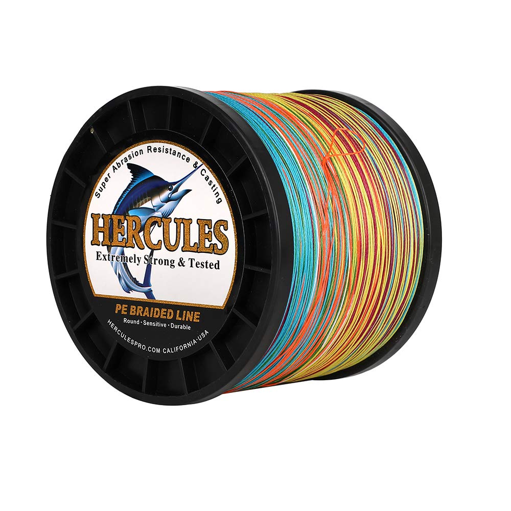 HERCULES Cost-Effective Super Cast 8 Strands Braided Fishing Line 10LB to 300LB Test for Salt-Water,109/328/547/1094 Yards(100M/300M/500M/1000M),Diam.#0.12MM-1.2MM,Hi-Grade Performance,Variety Colors