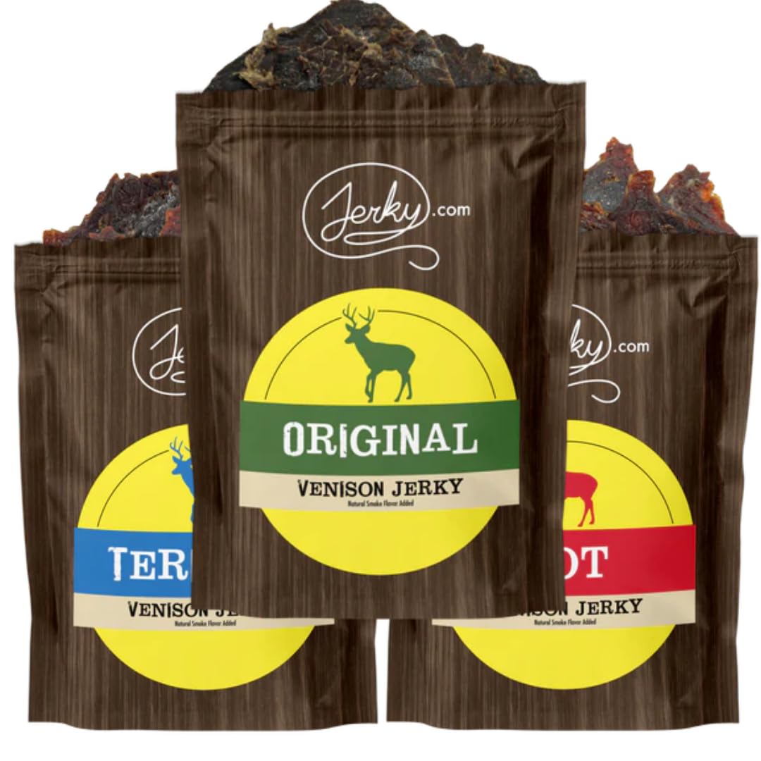 Jerky.com Original Buffalo Jerky 3-Pack - Exotic Jerky High Protein, Gluten-Free, All-Natural Exotic Snack - Premium Wild Game Meat - Perfect for Hiking, Camping, and On-the-Go 1.75oz (Pack of 3)