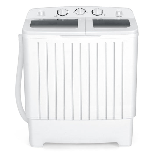 COSTWAY Portable Washing Machine, Twin Tub 20 Lbs Capacity, Compact Laundry Washer(12 Lbs) and Spinner(8 Lbs), Durable Design, Timer Control, Perfect for RV, Apartments and Dorms, Grey+White