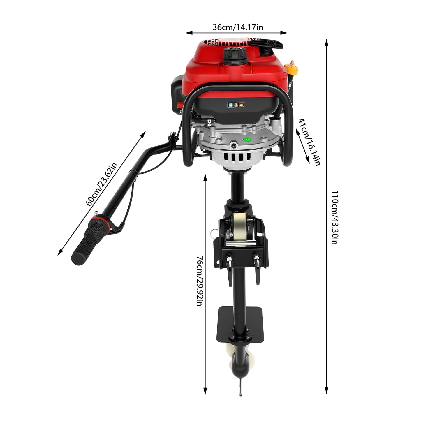 DAERNA 4 Stroke 7.5 HP Outboard Motor, Heavy Duty Fishing Boat Motor with Air Cooling System, 200cc Single Cylinder Gas Boat Engine