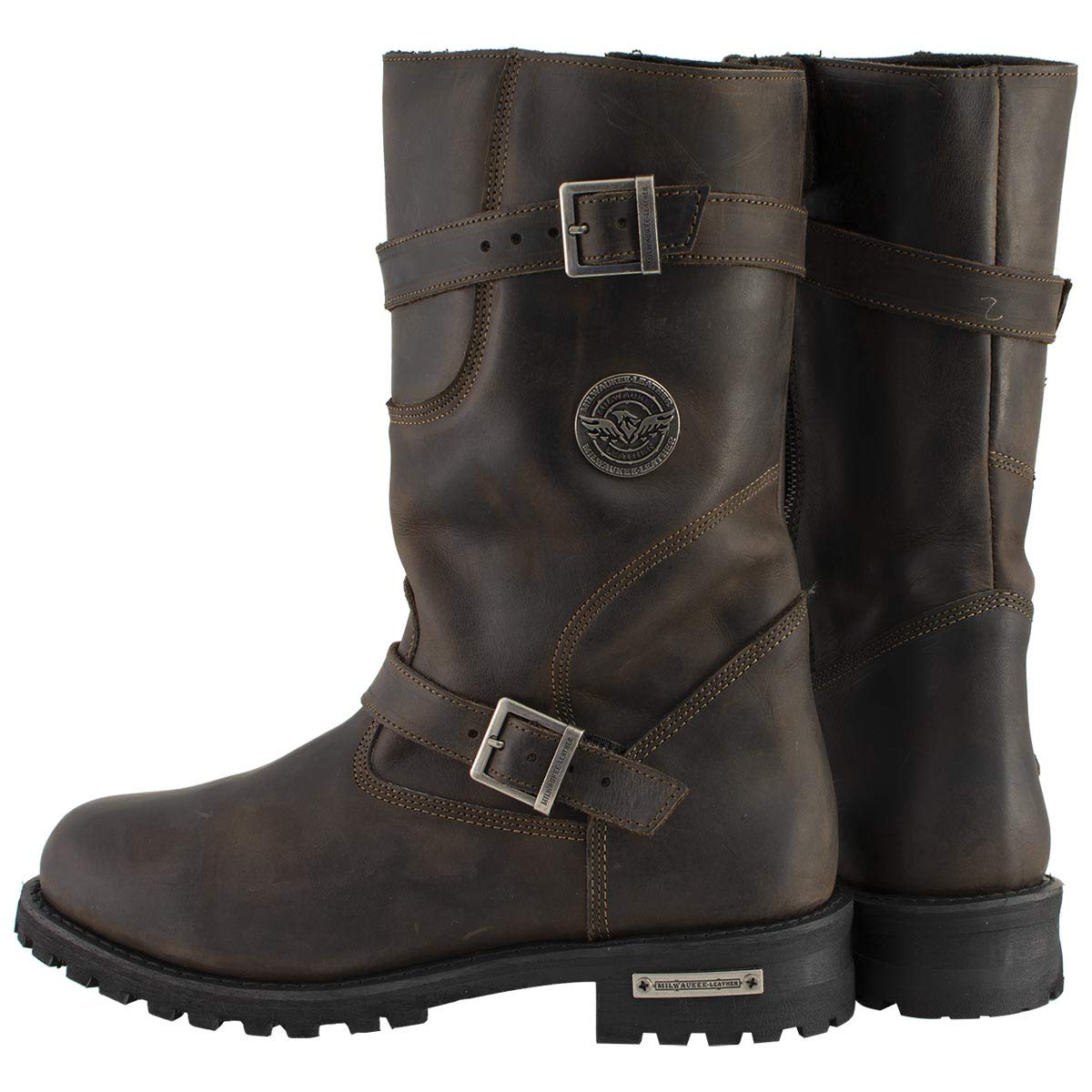 Milwaukee Leather MBM9063 Men's Classic Distressed Brown Leather Motorcycle Engineer Riding Biker Boots - 11.5