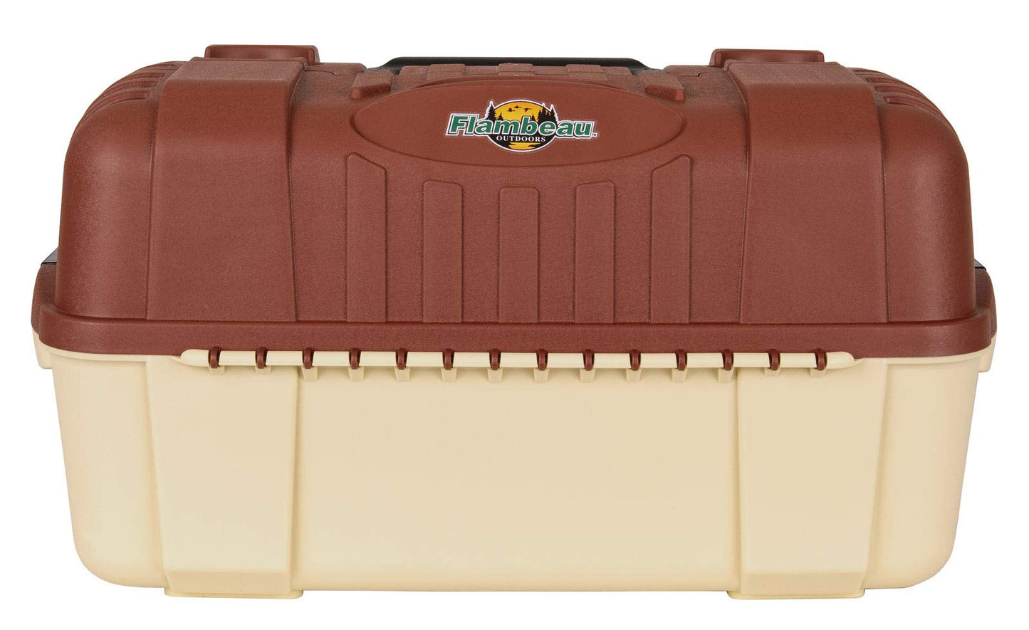 Flambeau Outdoors 2059 Hip Roof 7-Tray Fishing Tackle Box - Large Portable All-Weather Fishing Lure Organizer, 61 Compartments, Maroon/Tan