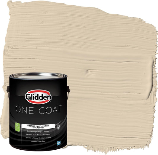 Glidden Interior Paint + Primer: Beige/Toasted Almond, One Coat, Semi-Gloss, 1-Quart