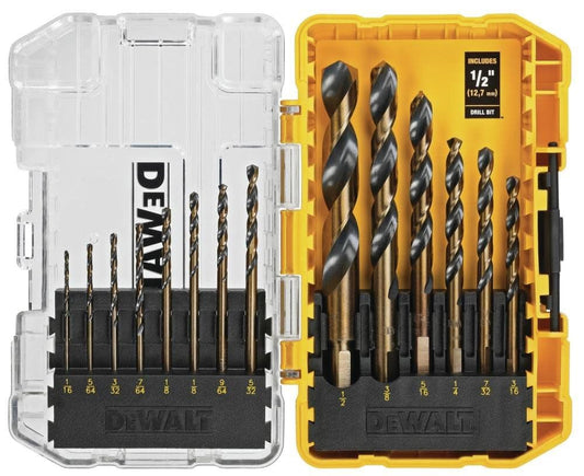 DEWALT Drill Bit Set, 14-Piece, 135 Degree Split Point, For Plastic, Wood and Metal (DWA1184)