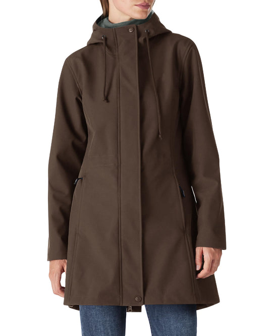 Outdoor Ventures Women's Lightweight Waterproof Fleece Lined Hooded Softshell Rain Jacket, Warm Windbreaker Long Coat