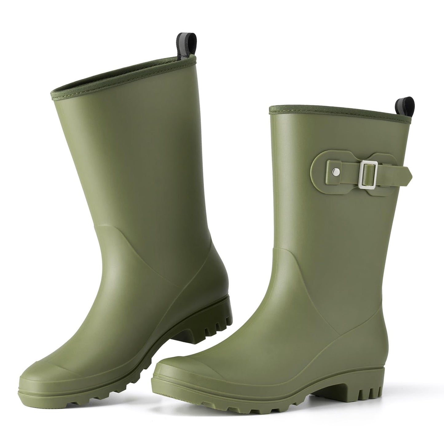 HISEA Women's Waterproof Rain Boots Wide Mid Calf Comfortable Rubber Shoes Lightweight Anti-slipping Rain Footwear for Outdoor Garden Farm Work