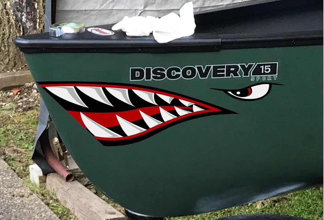 Shark Teeth Mouth Reflective Decals Graphics Sticker Fishing Boat Canoe Car Truck Kayak Decals Accessories,14.8 x 5.0 inches