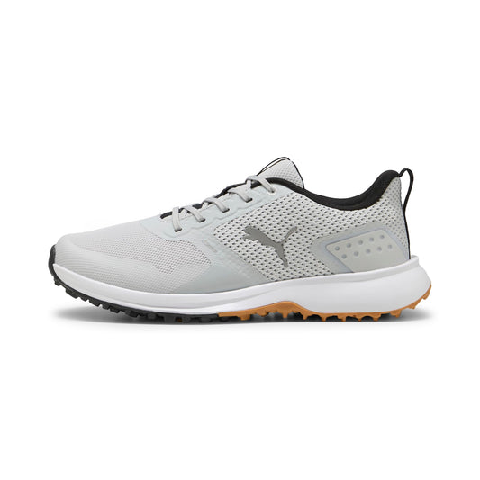 PUMA Men's Fusion Grip 6 Golf Shoe, Feather Gray Black-Gum, 13