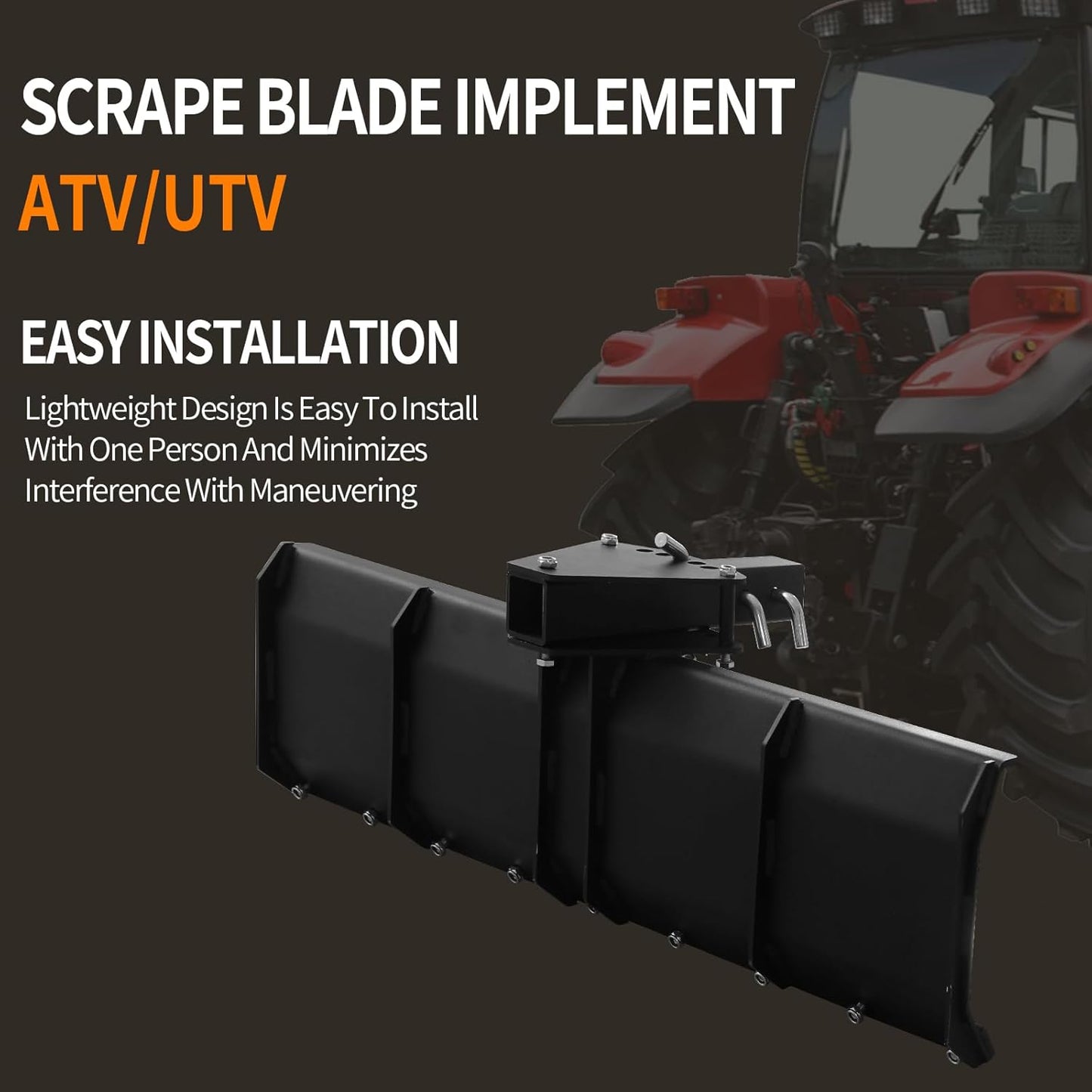 ATV/UTV Scrape Blade Implement, Adjusts 0, 7.5 Or 15 Degrees in Either Direction, Use to Cultivte, Establish Food Plot, Maintain Your Land