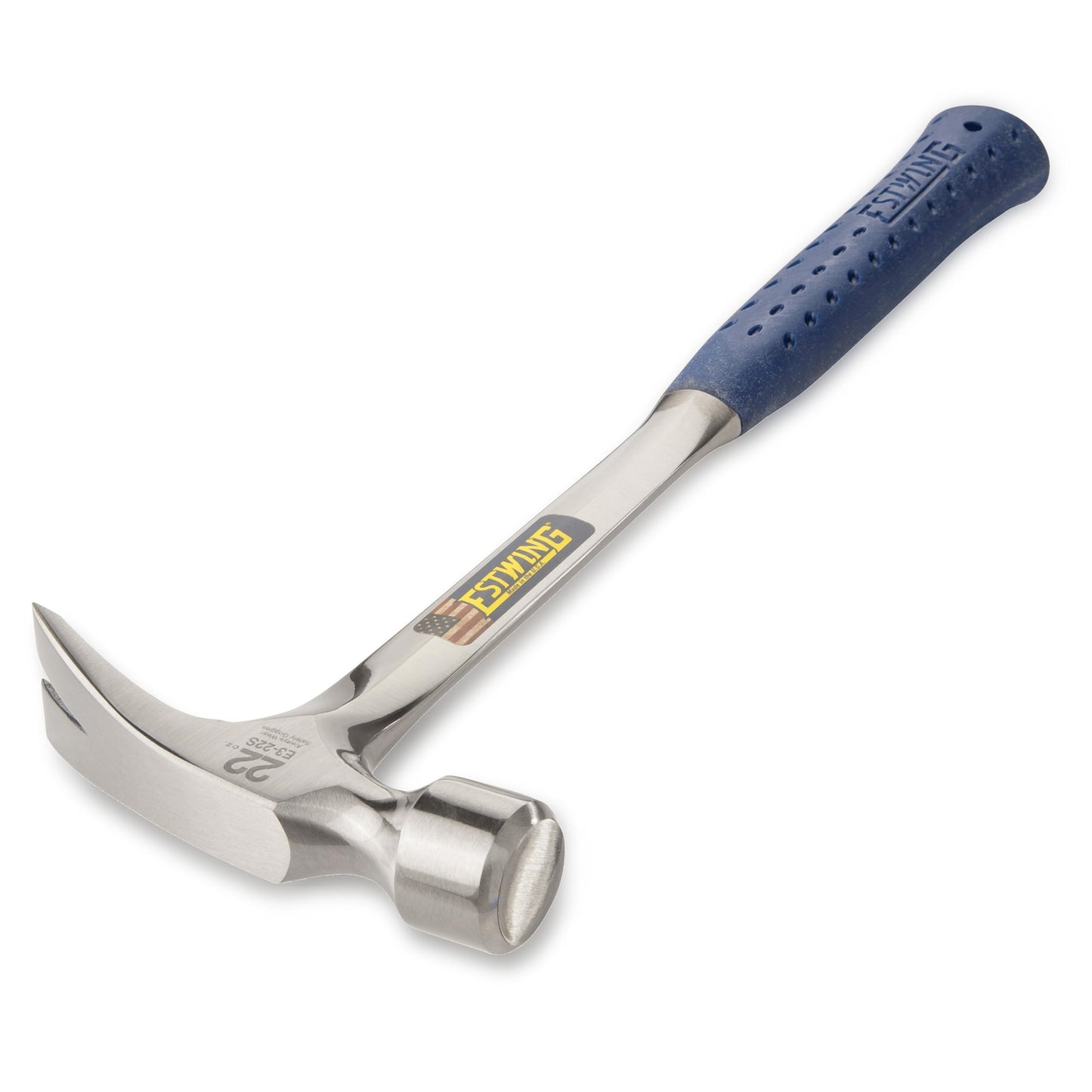 ESTWING Framing Hammer - 22 oz Long Handle Straight Rip Claw with Milled Face & Shock Reduction Grip - E3-22SM