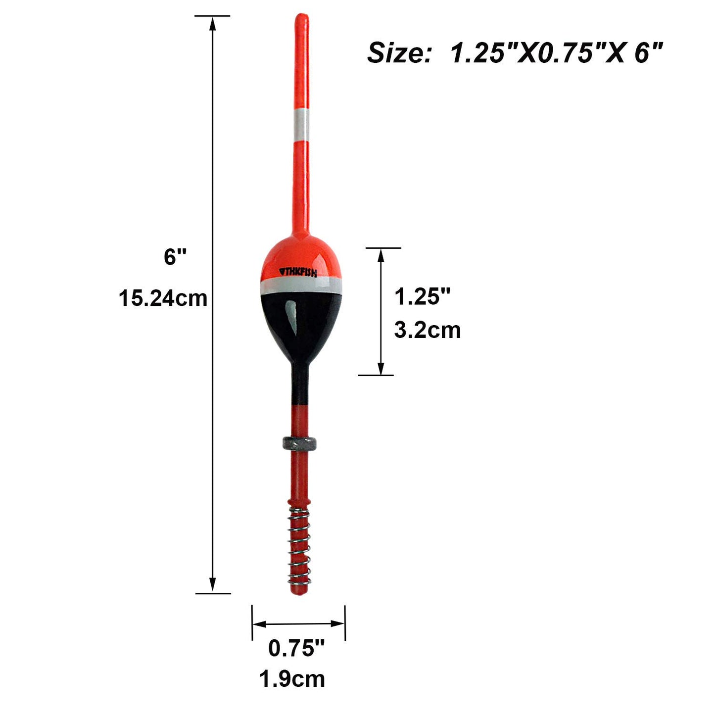 THKFISH Fishing Floats and Bobbers Balsa Wood Floats Spring Bobbers with Oval Slip Bobbers for Crappie Panfish Walleyes Fixed Bobber (1"X0.7"X6") (1.25"X0.75"X6") (2"X1.14"X5.86") 5pcs