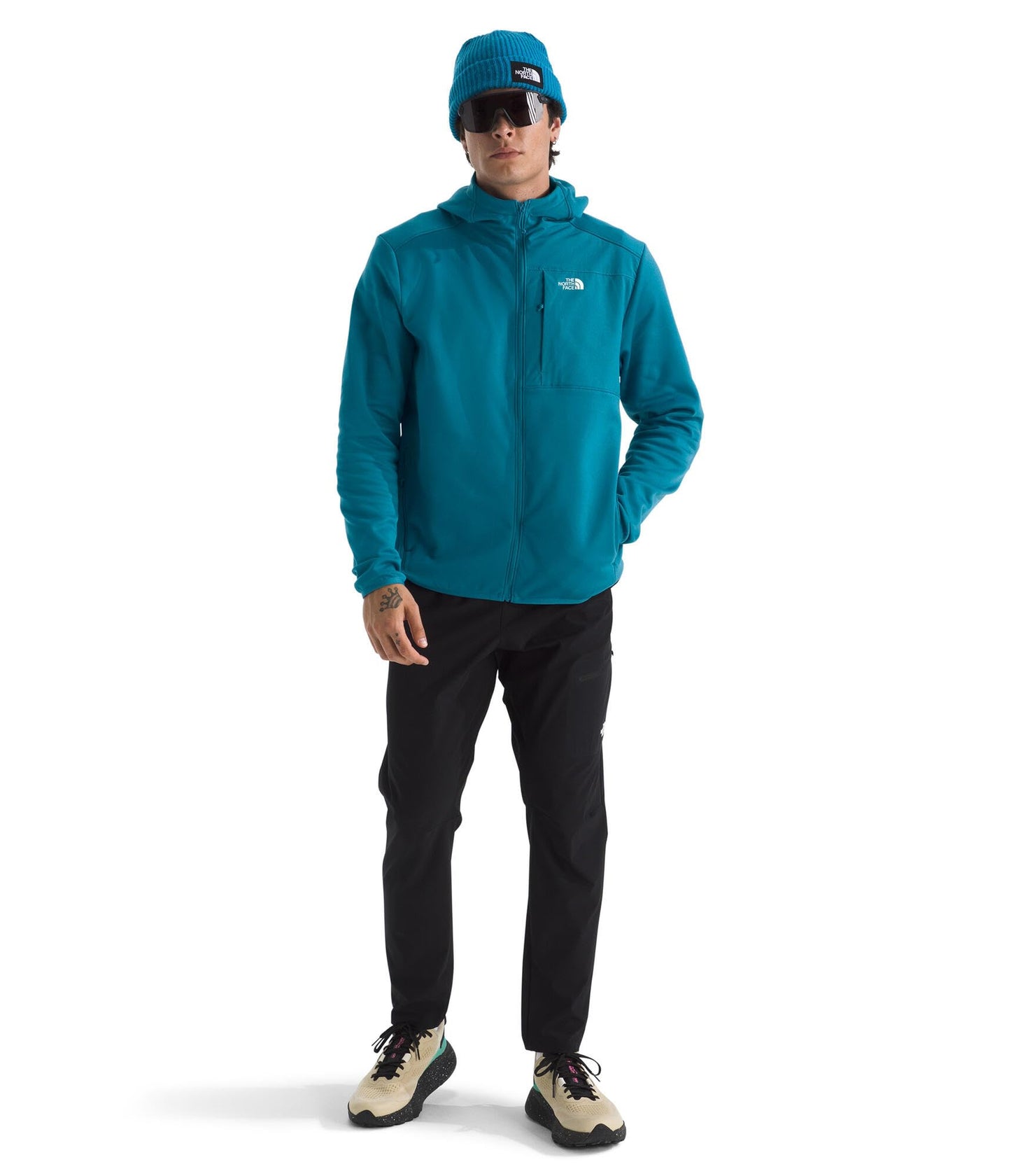 THE NORTH FACE Men's TNF Performance Fleece Full Zip Hoodie | Lightweight Hooded Top, Elastic Binding & Zip Pockets