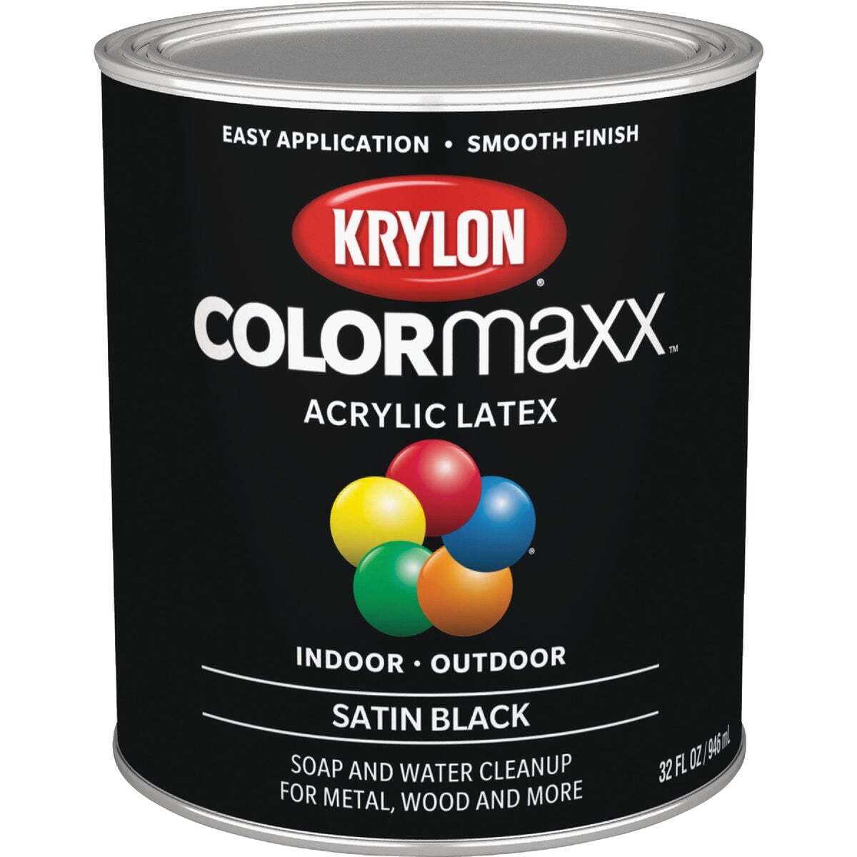 Krylon K05615007 COLORmaxx Acrylic Latex Brush On Paint for Indoor/Outdoor Use, ½ Pint, Satin White