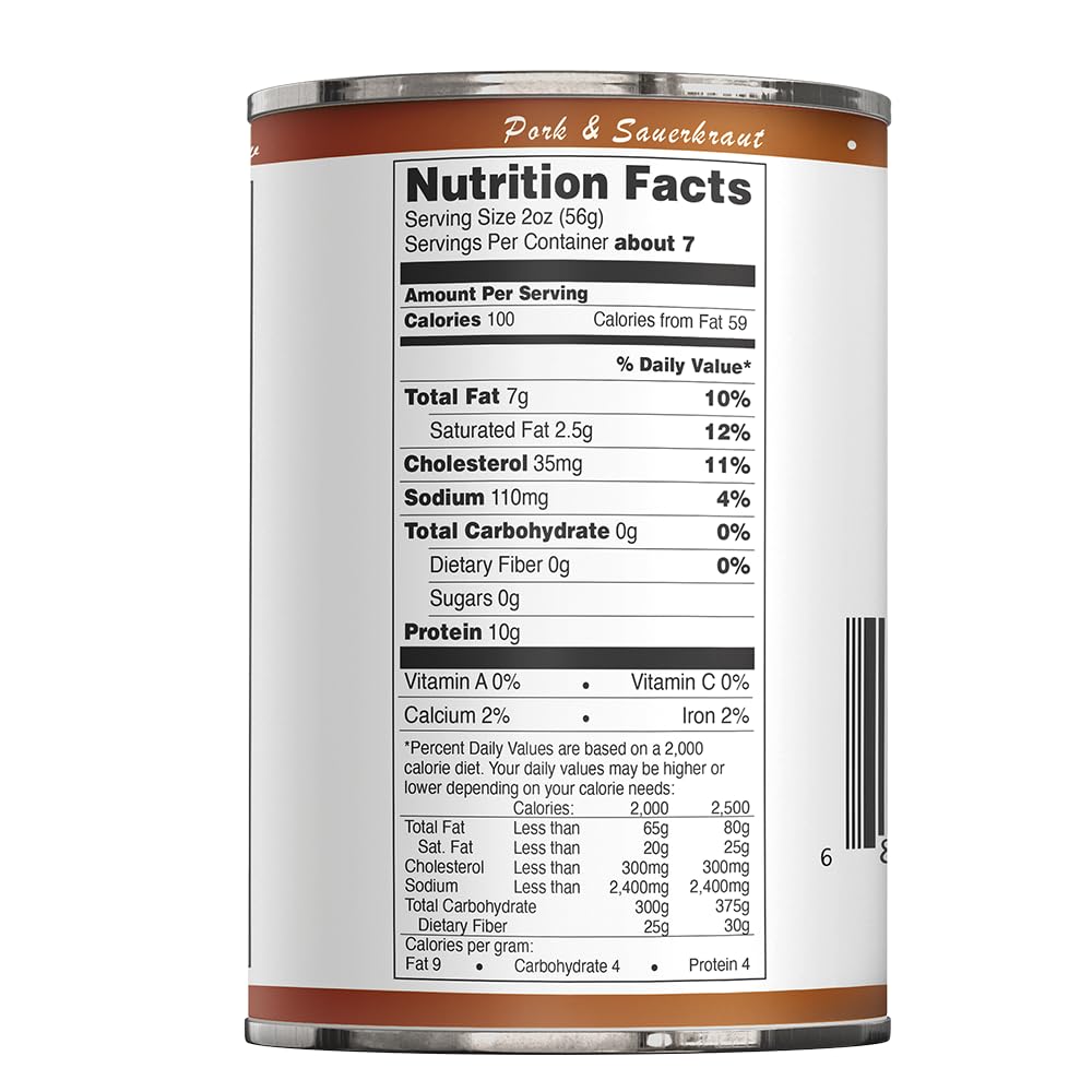 Werling & Sons Canned Pork 14.5 Oz Fully Cooked Ready to Eat Canned Meat Premium Quality Shelf Stable No Refrigeration Needed Perfect for Emergency Storage Camping Survival Canned Food Pack of 12