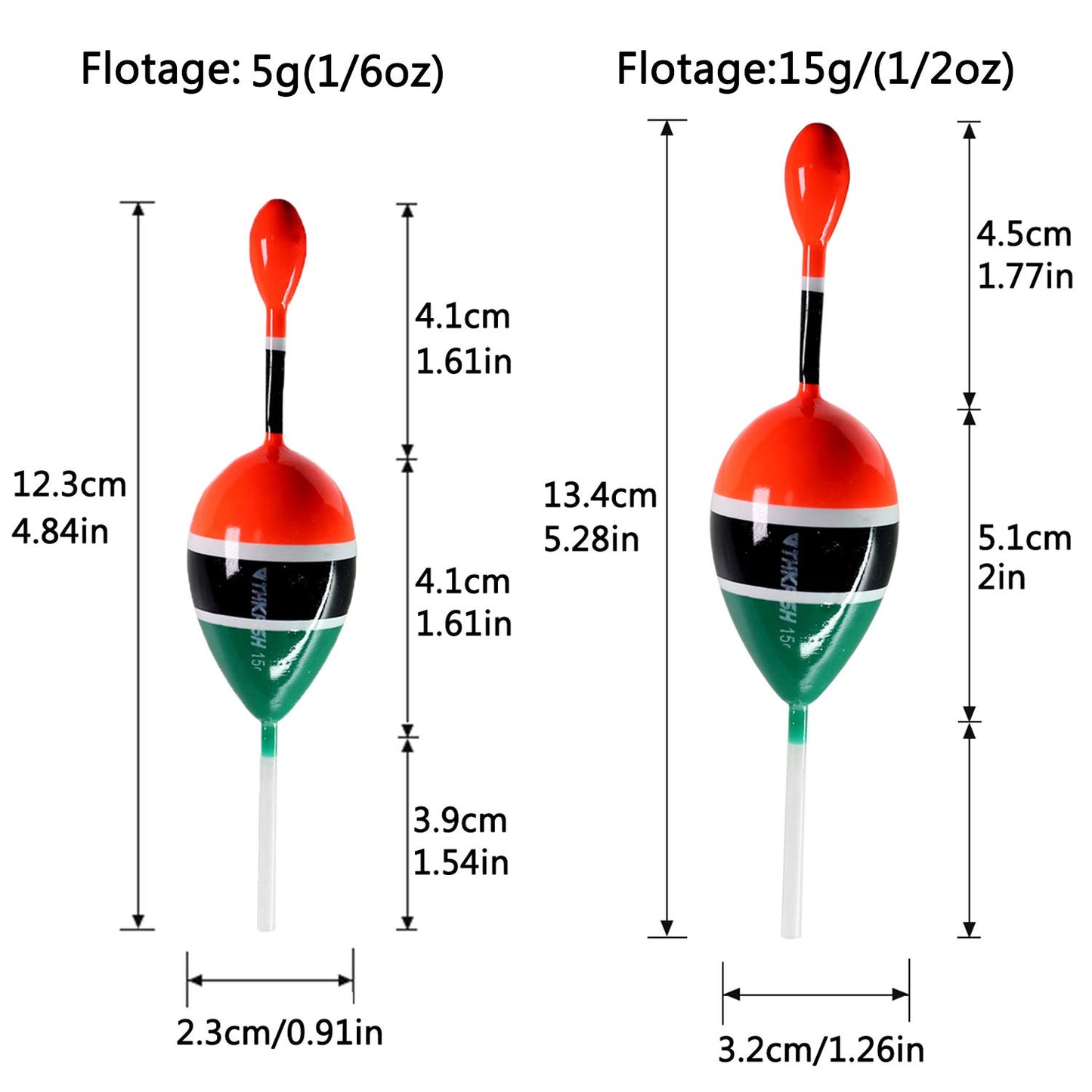 THKFISH Fishing Floats Bobbers Slide Floats Balsa Fishing Bobber Slip Bobbers for Crappie Panfish Trout Bass (1/2oz 2"x5.28") (1/6 1.6"x4.8") 5Pcs