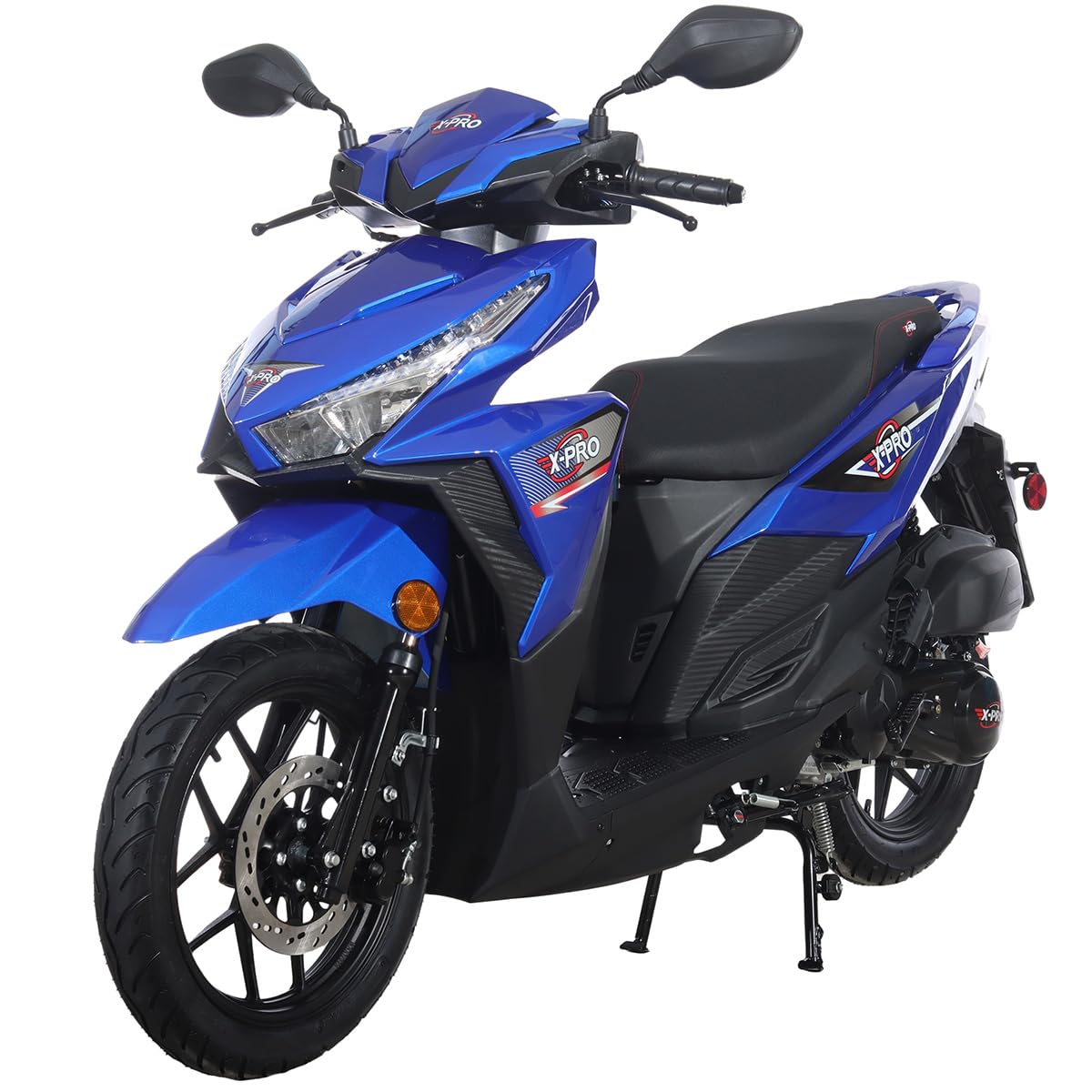 X-PRO Orion 200 Gas Moped Adult Gas Street Moped with 14" Wheels! LED Headlight!