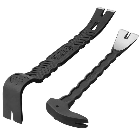 MAXPOWER 4-Pieces Pry Bar Set, 12-inch Utility Claw Pry Bar, 8-inch Nail Puller, 10-inch and 7-inch Flat Pry Bar Crowbar Claw