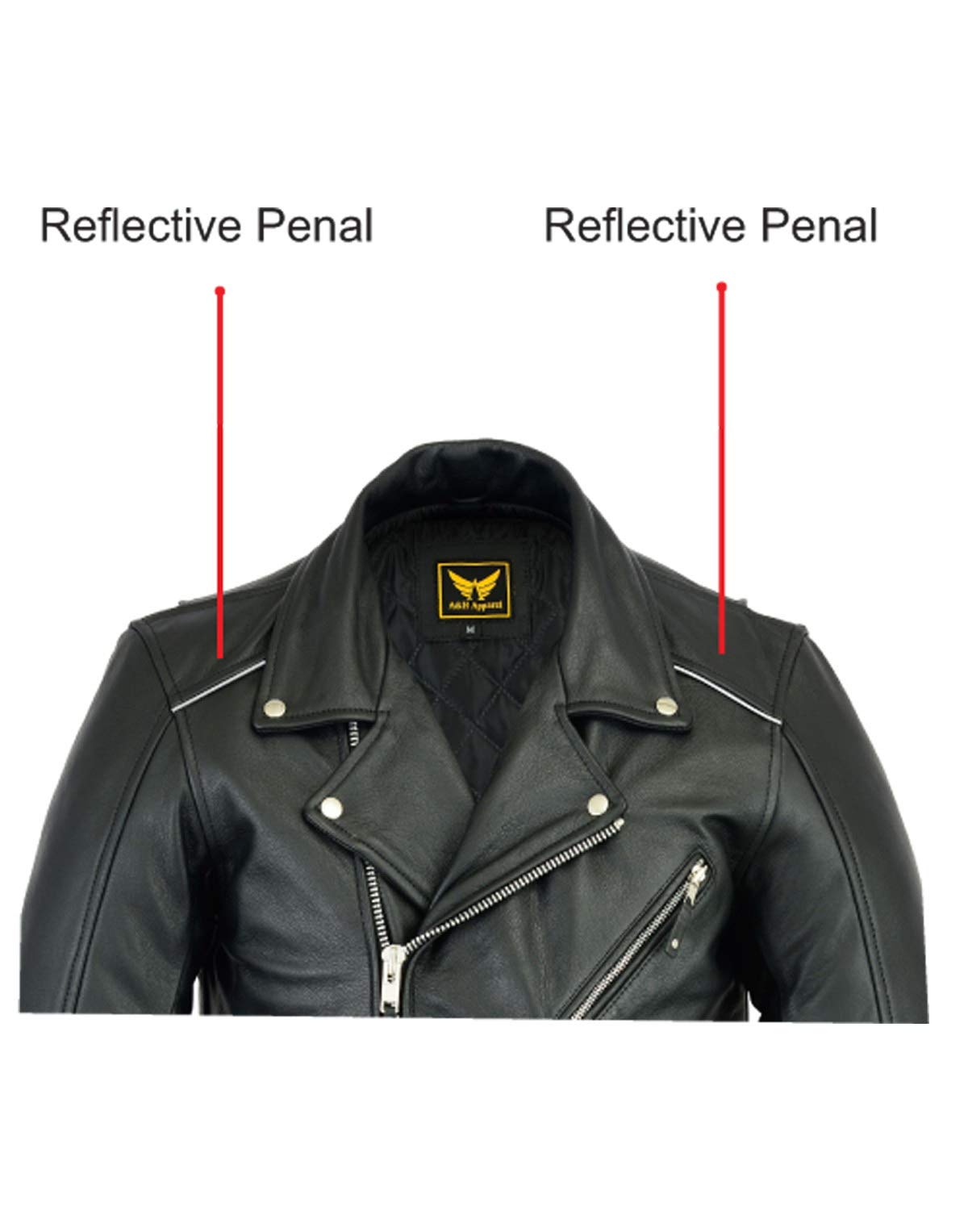 A&H Apparel - Men's Motorcycle Genuine Cowhide Leather Jacket: Classic Style in Genuine Cowhide Leather with Zip-Out Lining (Black, Medium)