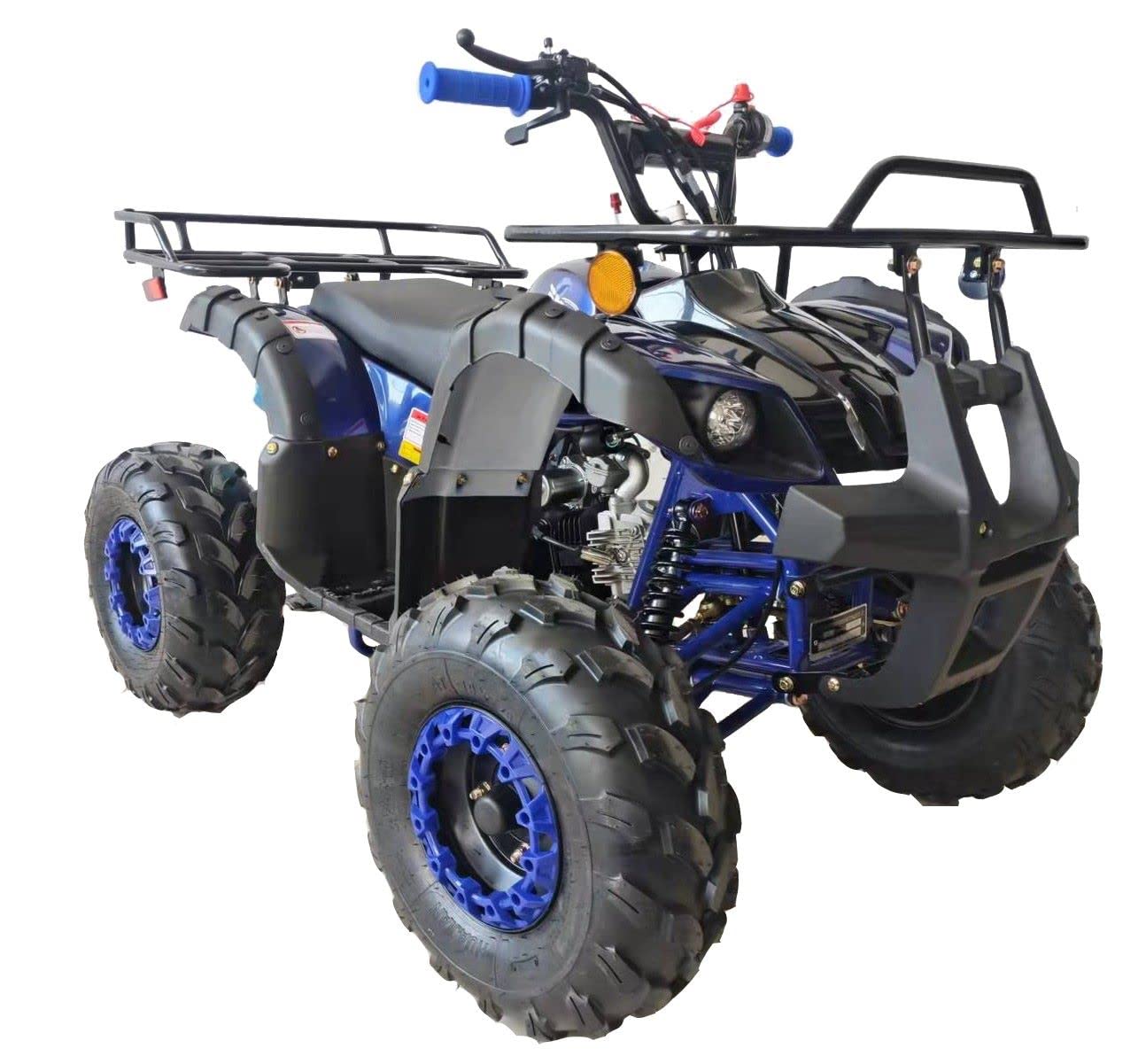 HHH 125cc ATV Quad Upgraded 125cc ATV with Reverse, Led Lights, Big Wide Tires with Matching Rims Gas 4 Wheeler for Youth and Children (Blue) (Factory Packaged)