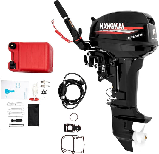 COFECO Hangkai 18HP Outboard Motor, 2 Stroke 246CC Heavy Duty Fishing Boat Engine Water Cooling with CDI Ignition System, 4500-5500RPM (Short Shaft)