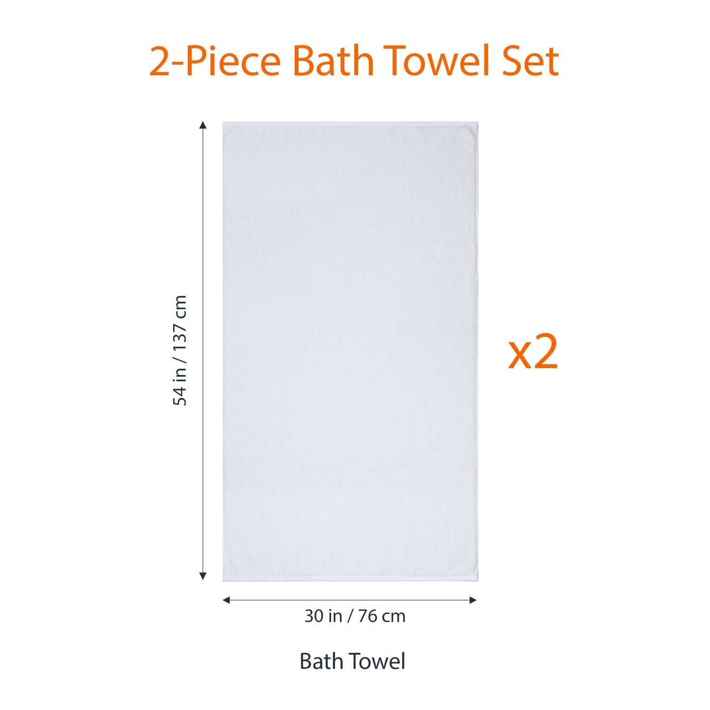 Amazon Basics 2-Piece Quick-Dry Oversize Bath Towel, 100% Cotton, 54" x 30", White