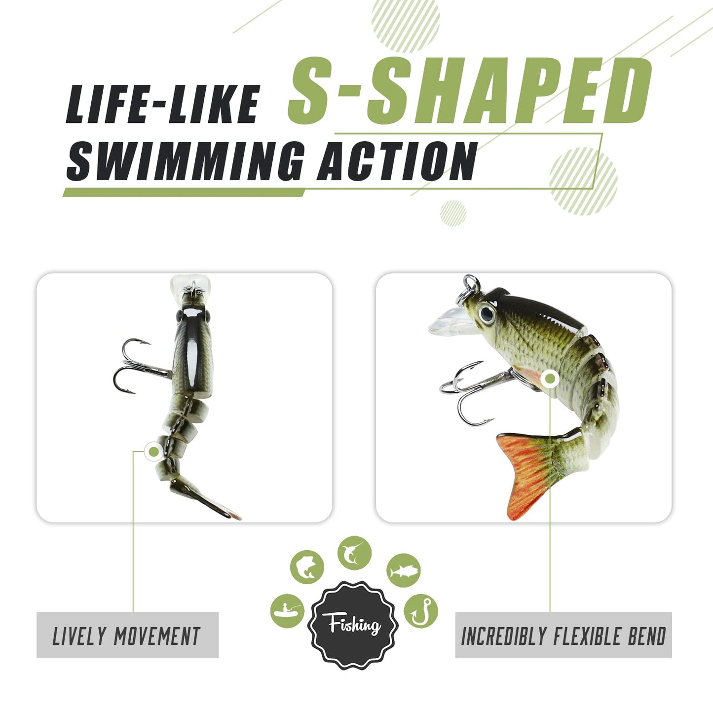 TRUSCEND Swimmax for Saltwater and Freshwater, Realistic Fishing Lures for Bass Trout Crappie Walleye Pike Bluegill Salmon, Swimbait for Bass Fishing, Amazing Fishing Gear Gifts for Family Fishing