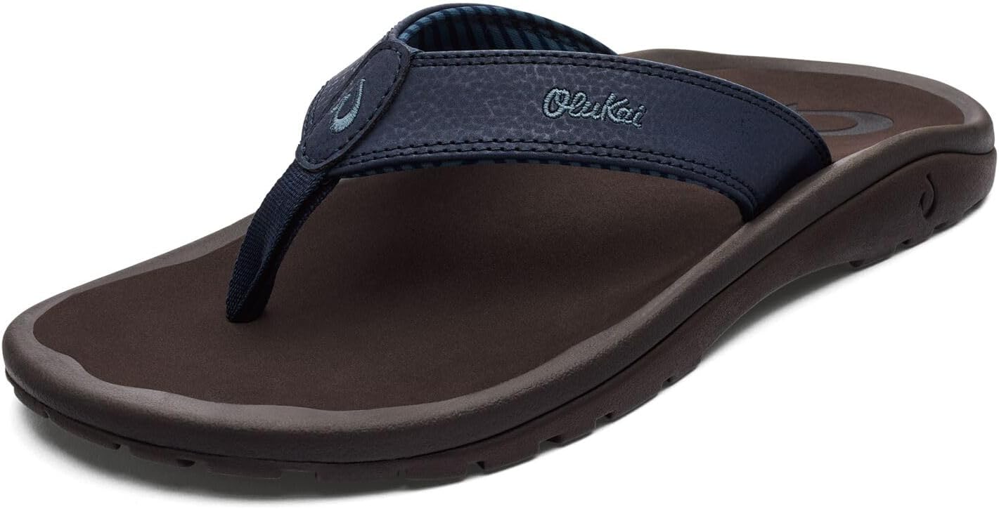 OLUKAI Ohana Men's Beach Sandals, Water Resistant Flip Flops, Arch Support & Comfort Fit, Lightweight & Durable, Enhanced Grip & Traction