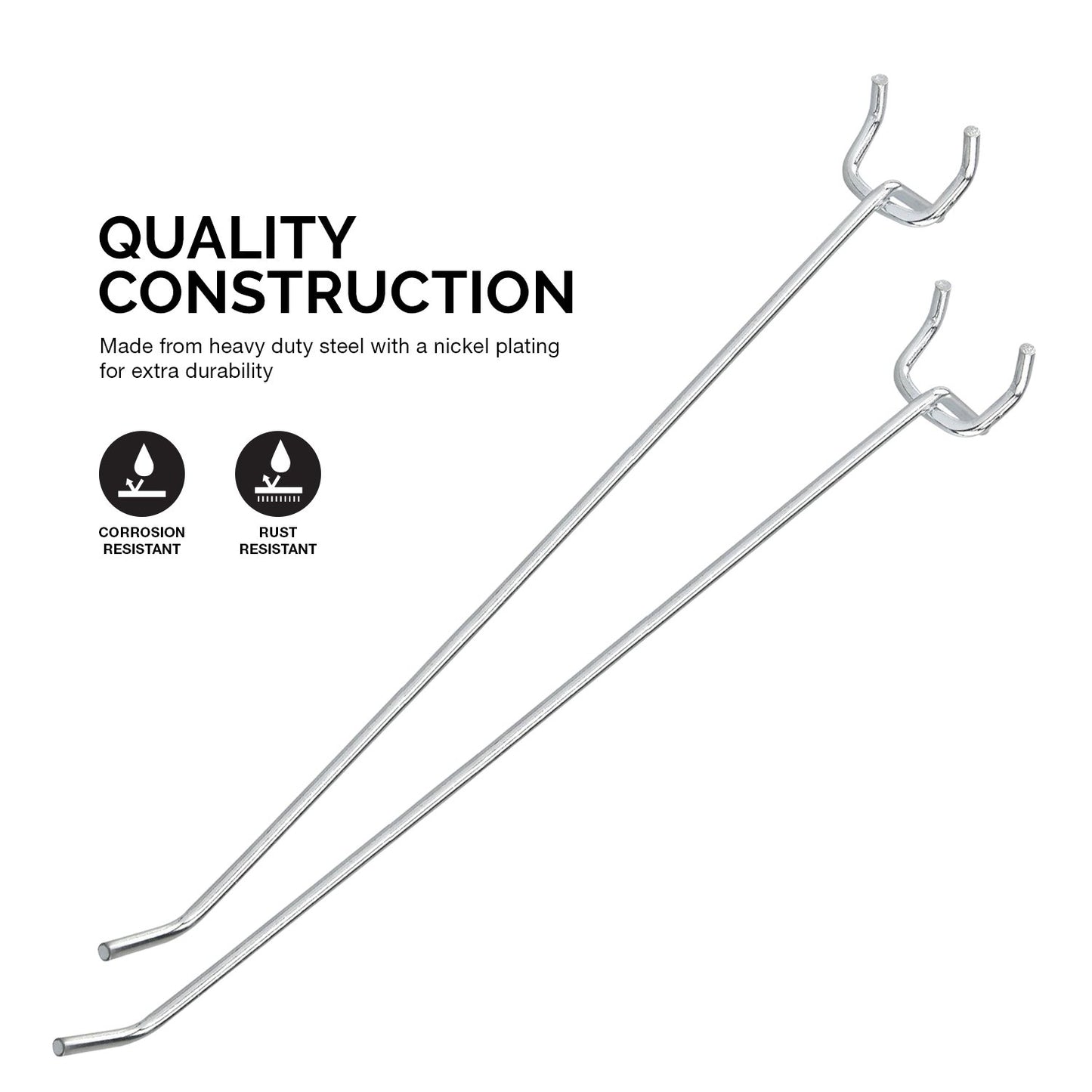 Neiko 53102A 6” Pegboard Hook Organizer Kit, 50 Pack, Hanging Hooks Set for Garage Organization, Great for Wall Hanging and Shelving, Tool Storage, Craft Organizing