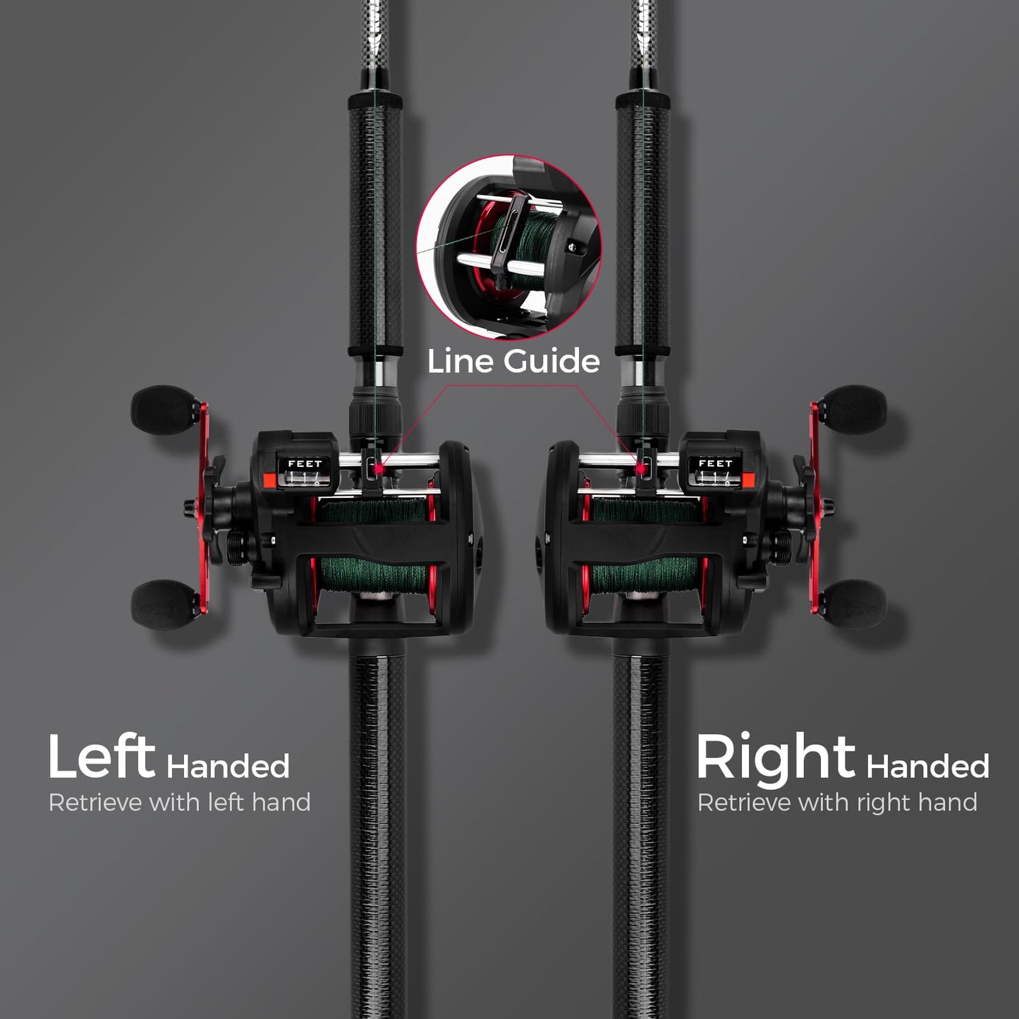 KastKing ReKon Round Baitcasting Fishing Reel, Saltwater Inshore Surf Trolling Reel, Up to 30LBS Powerful Max Drag, Conventional Reel for Catfish, Musky, Bass, Durable Graphite Frame for Saltwater