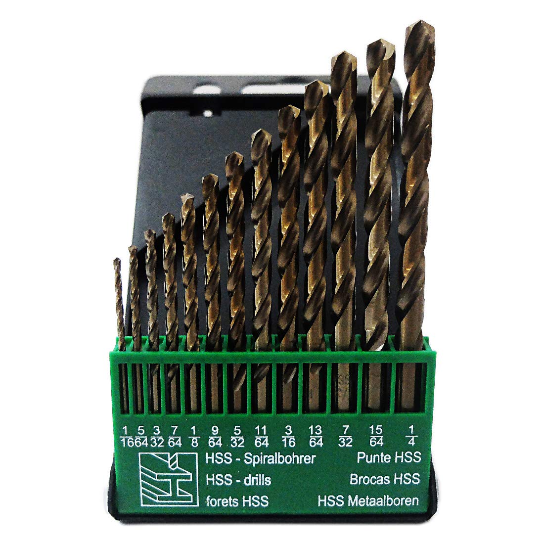 1/4-Inch Cobalt Steel M35 Jobber Length Twist Drill Bits for Hard Metal, Stainless Steel, Pack of 12