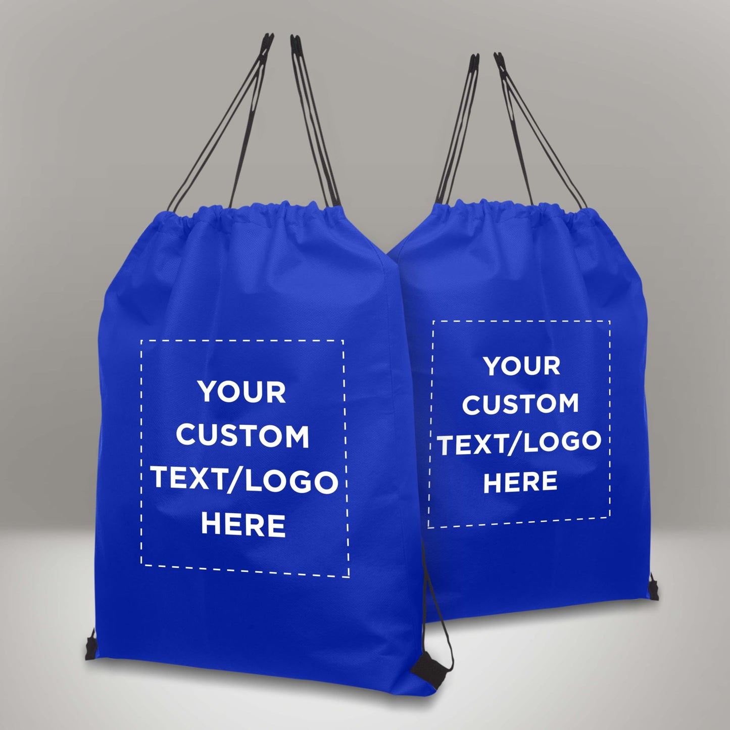 DISCOUNT PROMOS Custom Non-Woven Drawstring Backpacks Set of 10, Personalized Bulk Pack - Bring Everywhere You Go, Great for Travelling, Gym and for Everyday Use - Blue